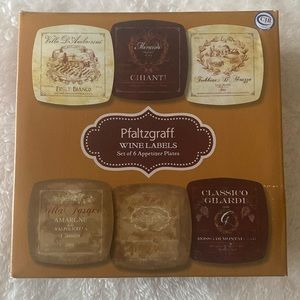 6 Wine labels appetizer plates